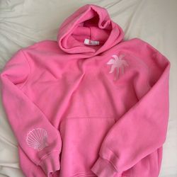 Pink palm puff sweater