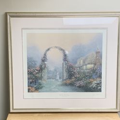 Rose Arbor Cottage Signed Painting By Thomas Kinkade.  (34/935)