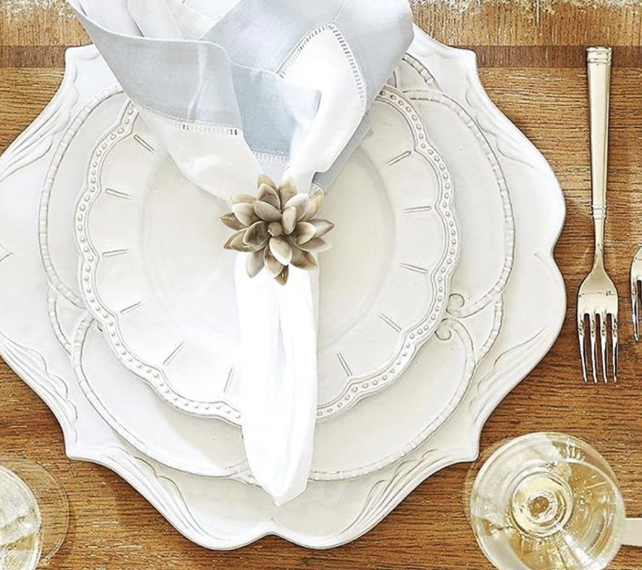 Floral Shell Napkin Ring Holders
