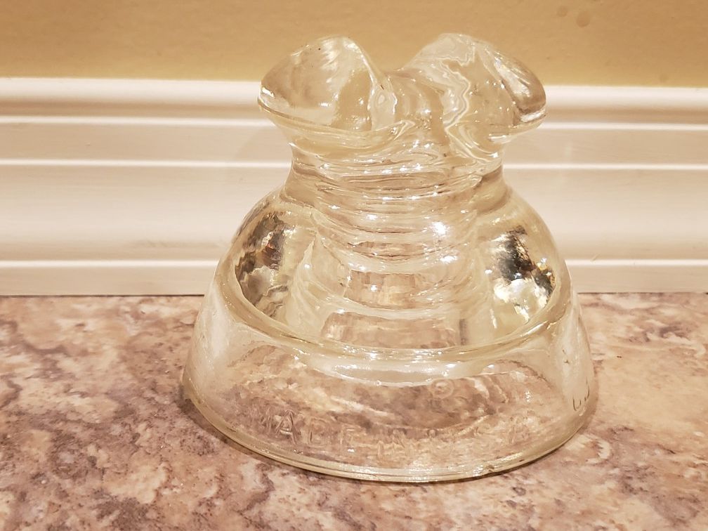 Vintage old antique Pyrex T.M. Clear Glass Insulator made in the USA
