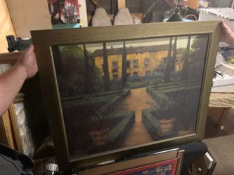 Framed Italian villa home art piece