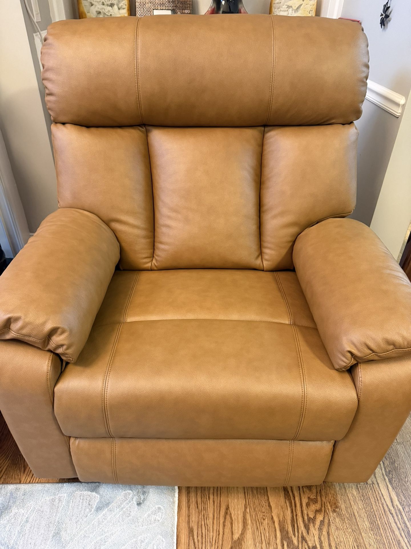 Brand New AEDI Genuine Leather Power Recliner Chair Oversized Electric Reclining Sofa Top Grain Leather, Camel 450lbs for Big and Tall Adults Extra Wi