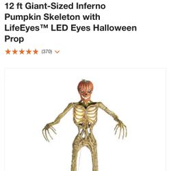 12 Feet Skeleton Halloween Prop with LED eyes