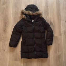GAP Kids Black Puffer Hooded Rain Winter Jacket Size XL 10/12