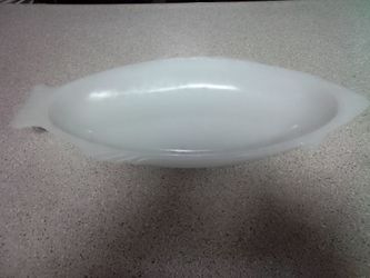Vintage milk glass fish dish