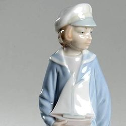 Lladró Retired Sailor Boy With Yacht Figurine 