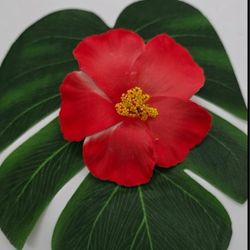 Vibrant Red Hibiscus Flower Hair Clip Accent Amapola Flor Maga