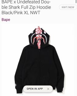 BAPE x Undefeated Double Shark Full Zip Hoodie Black Pink for Sale in Glendale AZ OfferUp