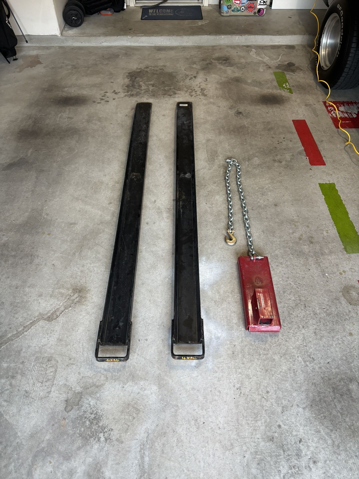 Fork Lift Extensions and Forklift Trailer Hitch Receiver (Used - Good Condition)