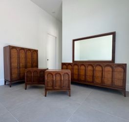 mid-century modern "Sculptural Arched" bedroom set