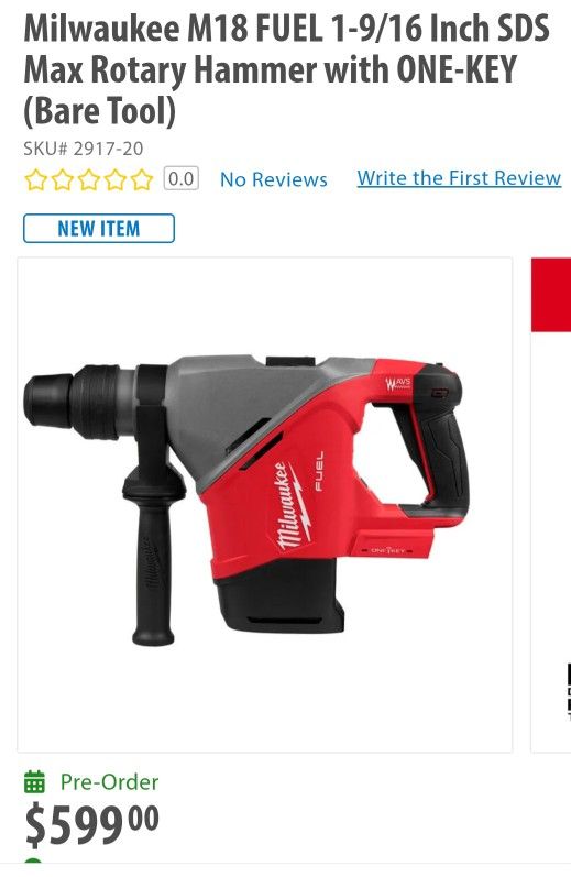 Milwaukee 1 - 9/16 In Sds Max Rotary Hammer