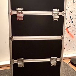 BYOOTIQUE Rolling Makeup Barber Train Case Salon Cosmetic Trolley Box 