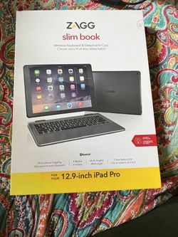 New ZAGG Slim Book Wireless Keyboard & Detachable Case 12.9 Inch iPad Pro