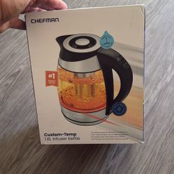 Chefman Electric Kettle with Temperature Control, 5 Presets LED Indicator Lights, Removable Tea Infuser, Glass Tea Kettle & Hot Water Boiler, 360° Swi