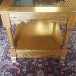 Solid Oak End Side Table