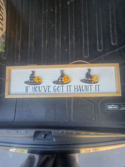 Halloween Witch Hat Wood Wall Sign