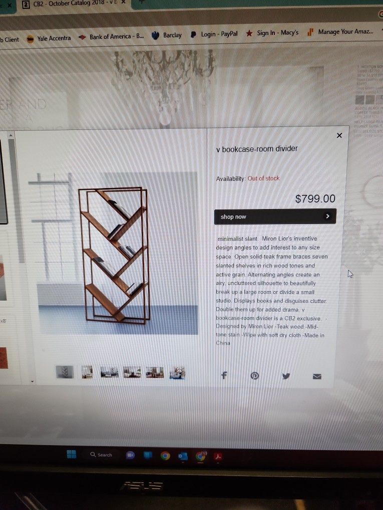 V Bookcase By CB2 1 Piece