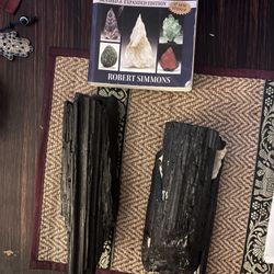 Large Natural Black Tourmaline Quartz Crystals (2 Pieces) – Protection & Grounding