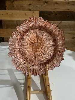 Rose Gold Decorative Glass Charger Plate