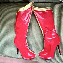 Gold & Red Boots