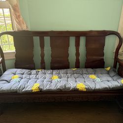 Solid Wood Asian Antique Bench With Cushion 