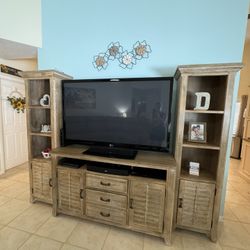 Tv Wall Unit With Side Shelves