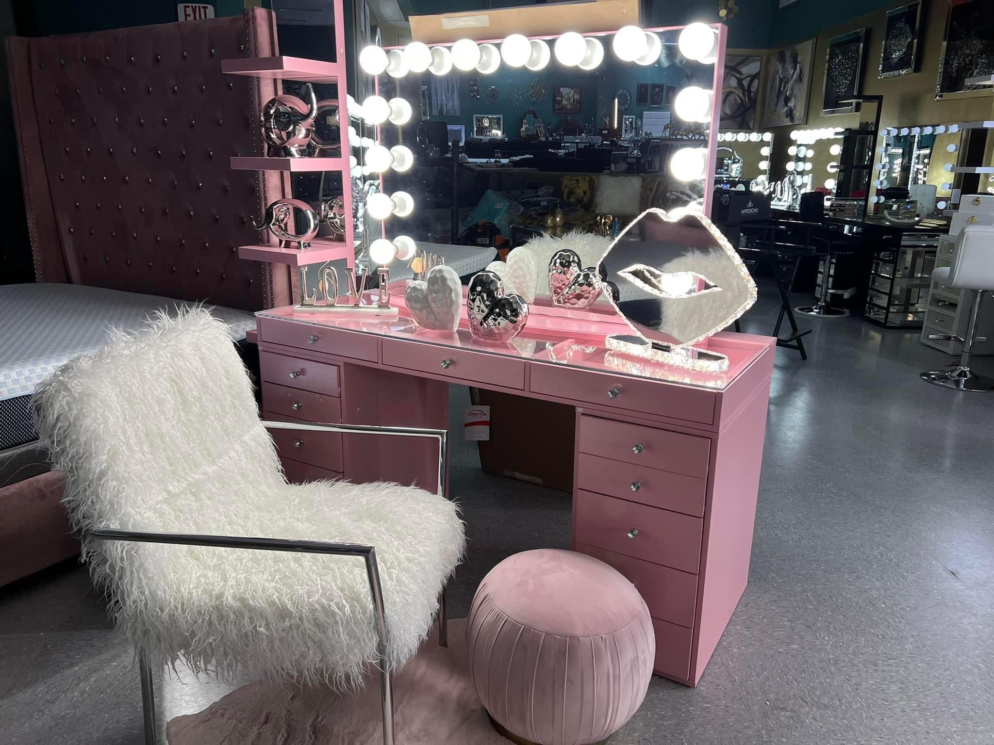 Pink Vanity With Bluetooth