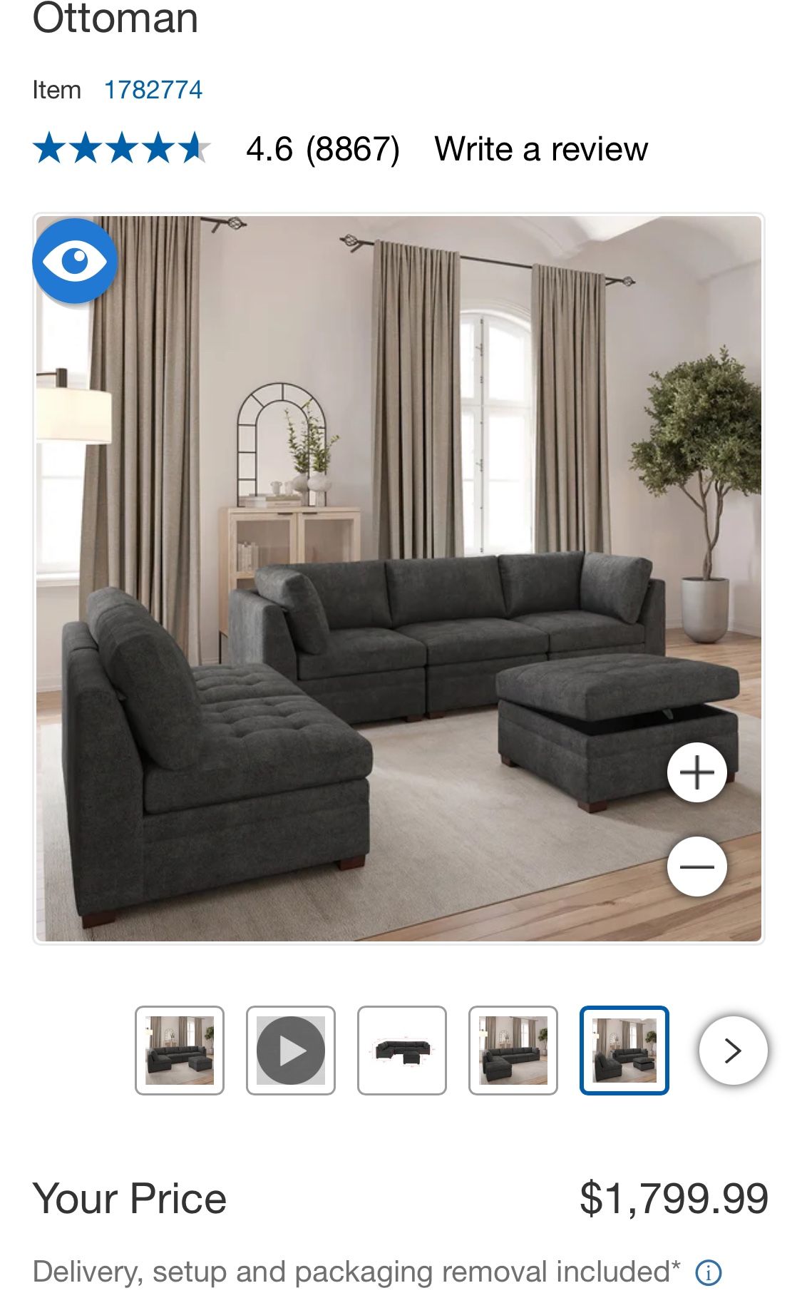 Great condition sectional sofa with ottoman