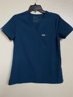 FIGS Catarina One-Pocket Scrub Jade Blue Top size XS