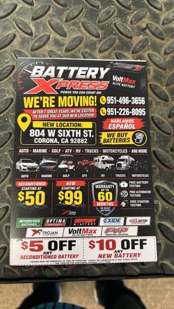 Car Batteries- NEVER USED- From $49
