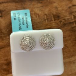 Diamond Button Earrings.925 Silver