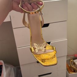 Shien Gold Butterfly Heels 