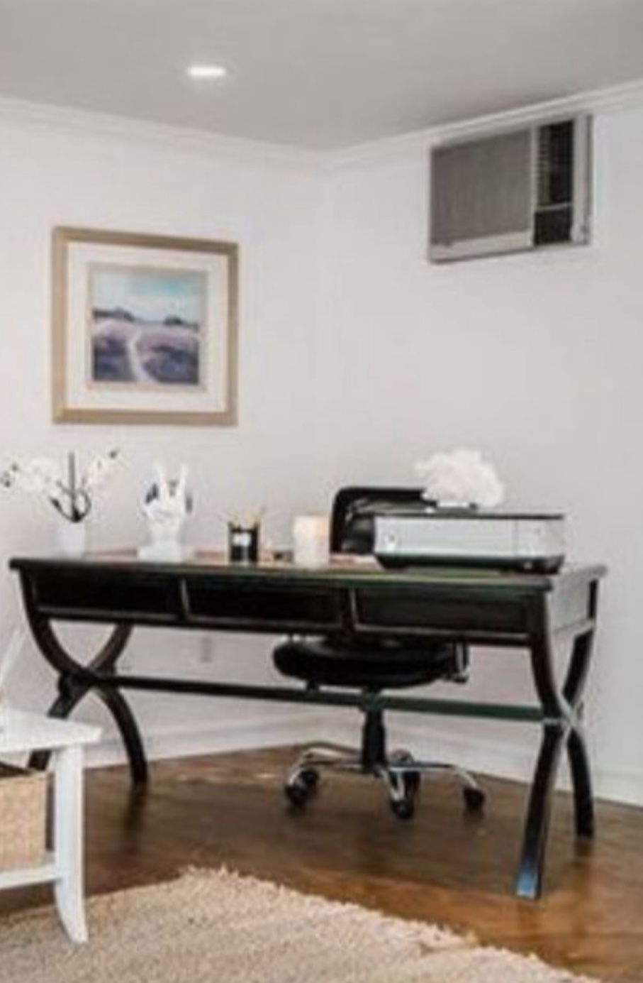 Antique Wooden Desk With Woven Top