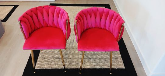 Modern Pink Accent Chairs - Set of 2 (Excellent Condition)