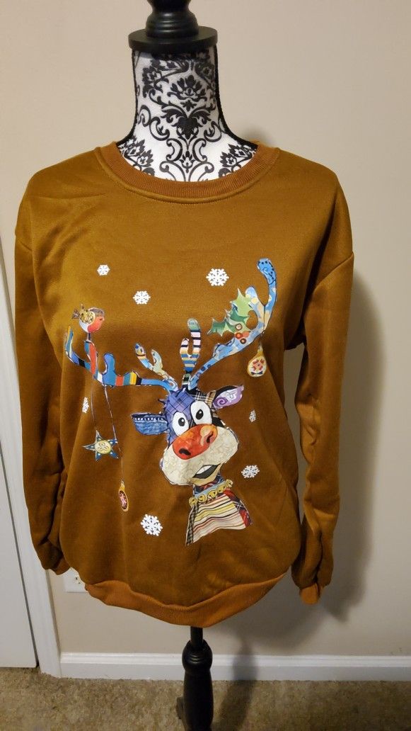 Funny Reindeer Christmas Sweatshirt Size Medium