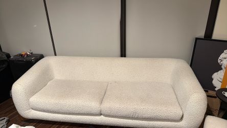 Alpine 90.5" Sherpa Sofa, Ivory White Bouclé