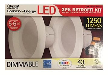 Feit Electric, LED 2PK Retrofit Kit, Soft white 2700K, 1250 Lumens, 5-6" Recess