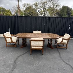 Octagonal Dining Table & Chairs On Casters