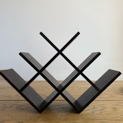 Modern Dark Wood Wine Rack - 8 Bottle Capacity