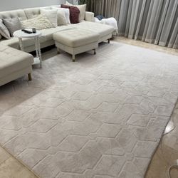 Large Size Jacquard Plush Rug, Big Fluffy Area Rug 9x12