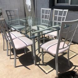 72” Glass Rectangular dining table with metal base