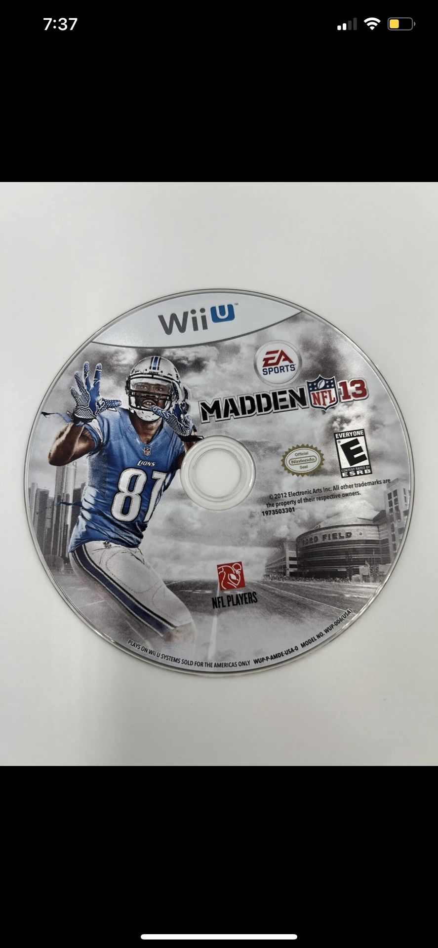 Madden NFL 13 Nintendo Wii U 2012 GAME DISC ONLY Tested Works