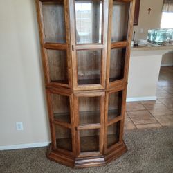 Living Room Wooden Cabinet With Glass Shelves 