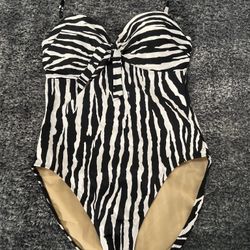 Spiegel One Piece Zebra Striped Swimsuit