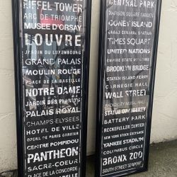 New York Paris City Frame Art 