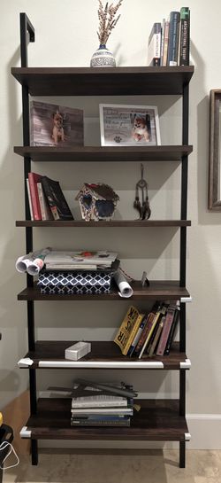 (2) Ladder Bookshelf, 6 Tier Book Shelf, Wall Mount Bookshelves and Bookcases with Metal Frame