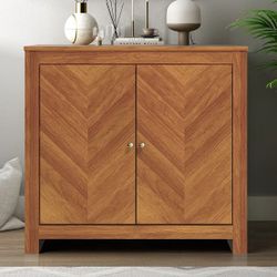 Zinnia Oak 30 in. 2 Doors Accent Cabinet Brown