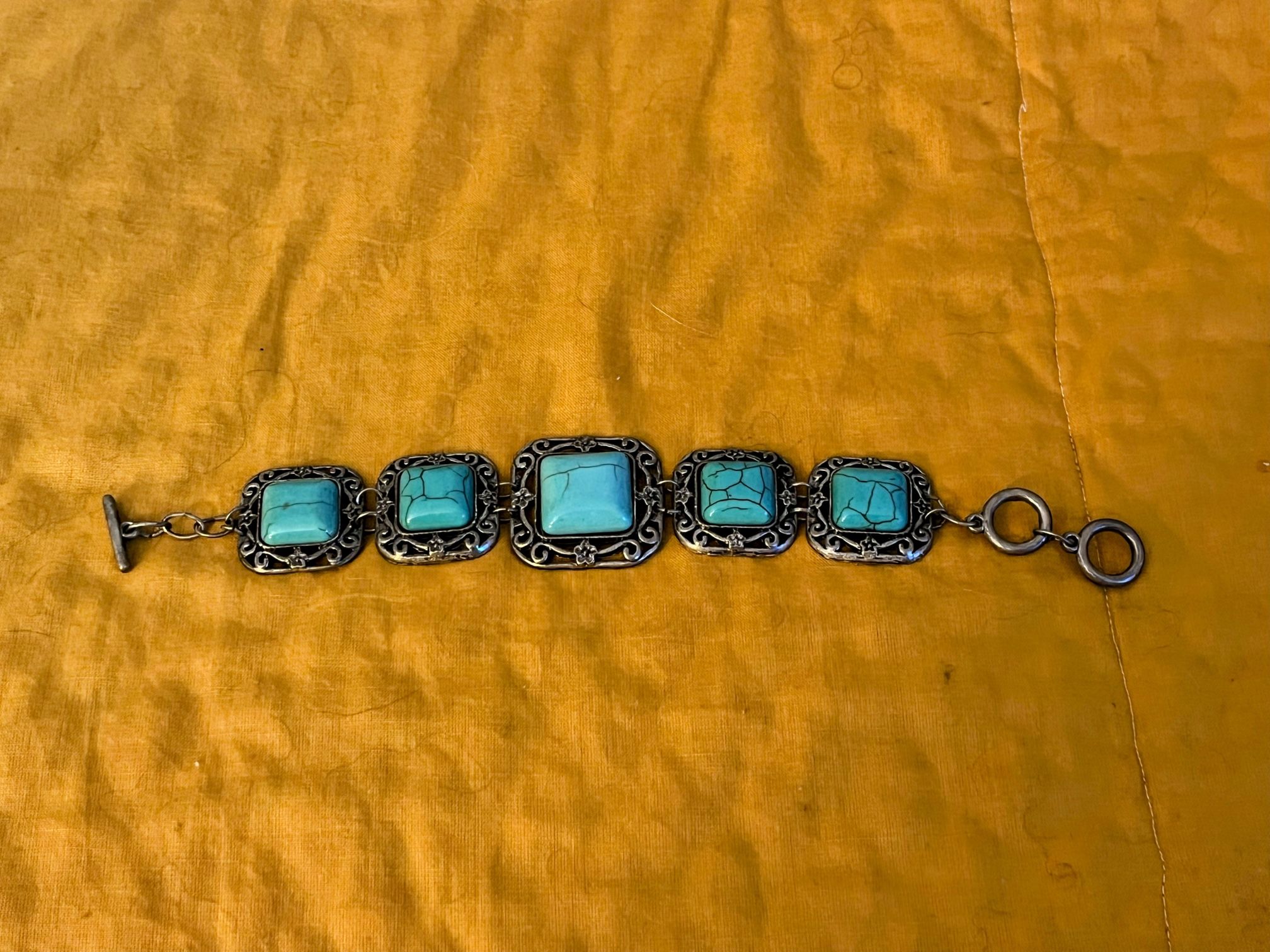 Vintage Turquoise silver tone Bracelet Southwest Retro Elegant Fashion
