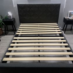 Full Size Upholstered Bed Frame - Grey