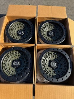 17” Black Rhino Barricade Wheels Olive Green Finish Off-Road Rims